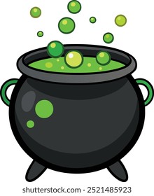 hand drawing witch pot vector illustration