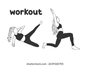 hand drawing woman doing yoga workout
