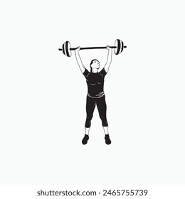 hand drawing woman weightlifting vector illustration