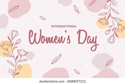 hand drawing womens day greeting card with flower sketch