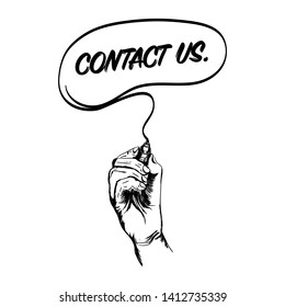 Hand Drawing Word Contact Us By Stock Vector (Royalty Free) 1412735339 ...