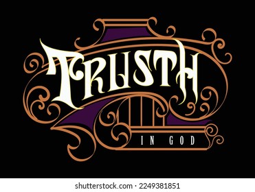 hand drawing word TRUSTH IN GOD
