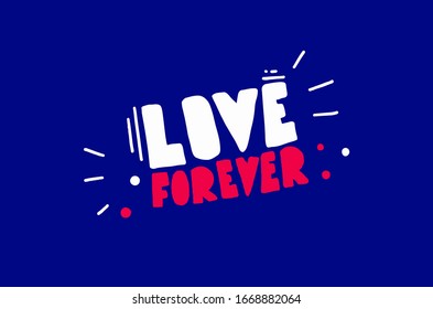 Hand drawing Wording Design, Love forever, Love Quotes, Art decor, Greeting Card Design Vector. Heart Illustration isolated on blue background,