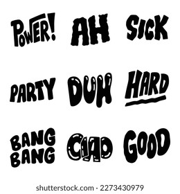 Hand drawing Words stickers vector set good for social media content, print base application, merchandise.