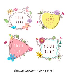 Hand drawing wreath and floral elements