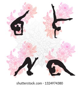 hand drawing yoga sketch with line art illustration isolated on white background.