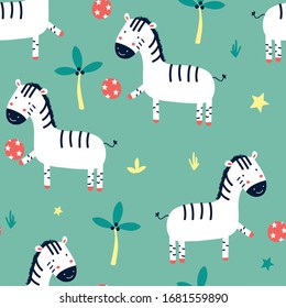 Hand drawing zebra seamless pattern illustration vector.
