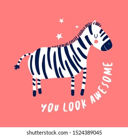 Hand drawing zebra vector illustration.