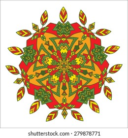 Hand drawing zentangle color element. Flower mandala. Vector illustration. The best for your design, textiles, posters, tattoos, corporate identity