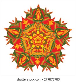 Hand drawing zentangle color element. Flower mandala. Vector illustration. The best for your design, textiles, posters, tattoos, corporate identity