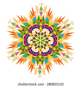 Hand drawing zentangle color element. Flower mandala. Vector illustration. The best for your design, textiles, posters, tattoos, corporate identity