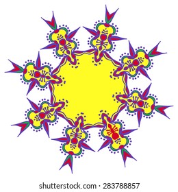 Hand drawing zentangle color element. Flower mandala. Vector illustration. Holi festival colors. The best for your design, textiles, posters, tattoos, corporate identity