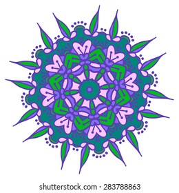 Hand drawing zentangle color element. Flower mandala. Vector illustration. Holi festival colors. The best for your design, textiles, posters, tattoos, corporate identity