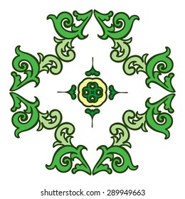 Hand drawing zentangle color element. Italian majolica style Flower mandala. Vector illustration. The best for your design, textiles, posters