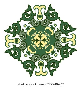 Hand drawing zentangle color element. Italian majolica style Flower mandala. Vector illustration. The best for your design, textiles, posters