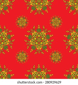 Hand drawing zentangle color seamless. Flower mandala. Vector illustration. The best for your design, textiles, posters, tattoos, corporate identity