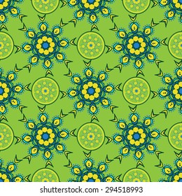 Hand drawing zentangle color seamless pattern Flower mandala. Vector illustration. Best for your design, textiles, posters, paper, card