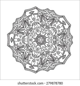 Hand drawing zentangle element. Black and white. Flower mandala. Vector illustration. The best for your design, textiles, posters, tattoos, corporate identity
