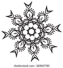 Hand drawing zentangle element. Black and white. Flower mandala. Vector illustration. The best for your design, textiles, posters, tattoos, corporate identity