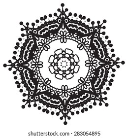 Hand drawing zentangle element. Black and white. Flower mandala. Vector illustration. The best for your design, textiles, posters, tattoos, corporate identity