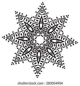 Hand drawing zentangle element. Black and white. Flower mandala. Vector illustration. The best for your design, textiles, posters, tattoos, corporate identity