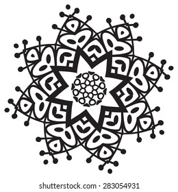 Hand drawing zentangle element. Black and white. Flower mandala. Vector illustration. The best for your design, textiles, posters, tattoos, corporate identity