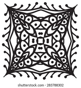 Hand drawing zentangle element. Black and white. Flower mandala. Vector illustration. The best for your design, textiles, posters, tattoos, corporate identity