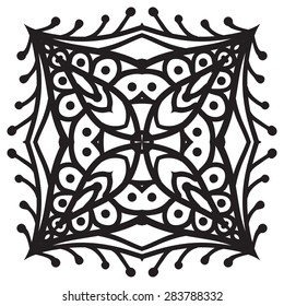 Hand drawing zentangle element. Black and white. Flower mandala. Vector illustration. The best for your design, textiles, posters, tattoos, corporate identity