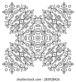 Hand drawing zentangle element. Black and white. Flower mandala. Vector illustration. The best for your design, textiles, posters, tattoos, corporate identity