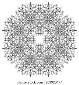 Hand drawing zentangle element. Black and white. Flower mandala. Vector illustration. The best for your design, textiles, posters, tattoos, corporate identity