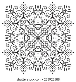 Hand drawing zentangle element. Black and white. Flower mandala. Vector illustration. The best for your design, textiles, posters, tattoos, corporate identity