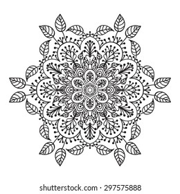 Hand drawing zentangle element. Black and white. Flower mandala. Vector illustration. The best for your design, textiles, posters, tattoos, corporate identity