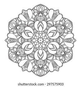Hand drawing zentangle element. Black and white. Flower mandala. Vector illustration. The best for your design, textiles, posters, tattoos, corporate identity