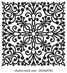 Hand drawing zentangle element. Black and white. Flower mandala. Vector illustration. The best for your design, textiles, posters, tattoos