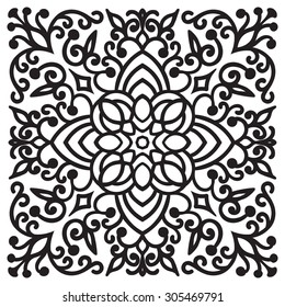 Hand drawing zentangle element. Black and white. Flower mandala. Vector illustration. The best for your design, textiles, posters, tattoos
