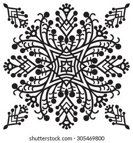 Hand drawing zentangle element. Black and white. Flower mandala. Vector illustration. The best for your design, textiles, posters, tattoos