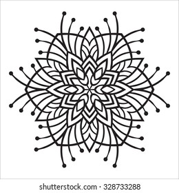 Hand drawing zentangle element. Black and white. Flower mandala. Vector illustration. The best for your design, textiles, posters, tattoos, corporate identity