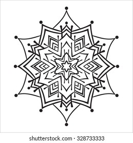 Hand drawing zentangle element. Black and white. Flower mandala. Vector illustration. The best for your design, textiles, posters, tattoos, corporate identity