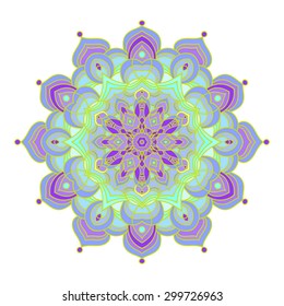 Hand drawing zentangle element in different colors. Flower mandala. Vector illustration. The best for your design, textiles, posters, tattoos, corporate identity