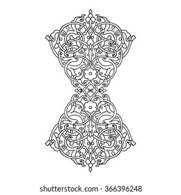 Hand drawing zentangle element. Flower mandala. Islam, Arabic, Indian, ottoman motifs. Vector illustration. 