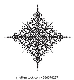 Hand drawing zentangle element. Flower mandala. Islam, Arabic, Indian, ottoman motifs. Vector illustration. 