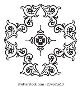 Hand drawing zentangle element. Italian majolica style Black and white. Flower mandala. Vector illustration. The best for your design, textiles, posters, tattoos, corporate identity