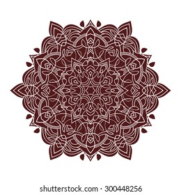 Hand drawing zentangle element in marsala color. Flower mandala. Vector illustration. The best for your design, textiles, posters, tattoos, corporate identity