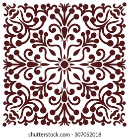 Hand drawing zentangle element in marsala color. Flower mandala. Vector illustration. The best for your design, textiles, posters, tattoos, corporate identity