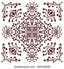 Hand drawing zentangle element in marsala color. Flower mandala. Vector illustration. The best for your design, textiles, posters, tattoos, corporate identity