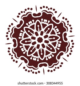 Hand drawing zentangle element in marsala color. Flower mandala. Vector illustration. The best for your design, textiles, posters, tattoos, corporate identity