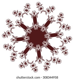 Hand drawing zentangle element in marsala color. Flower mandala. Vector illustration. The best for your design, textiles, posters, tattoos, corporate identity