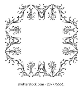 Hand drawing zentangle floral decorative frame. Black and white. Flower mandala. Vector illustration. The best for your design, textiles, posters, tattoos, corporate identity