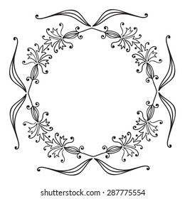 Hand drawing zentangle floral decorative frame. Black and white. Flower mandala. Vector illustration. The best for your design, textiles, posters, tattoos, corporate identity