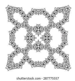 Hand drawing zentangle floral decorative frame. Black and white. Flower mandala. Vector illustration. The best for your design, textiles, posters, tattoos, corporate identity